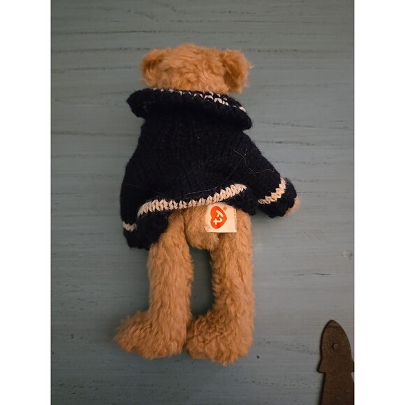 Vtg 1993 Jointed Ty Brown Bear Wearing Winter Sweater Pre-owned Stuffed Animal - Picture 4 of 4